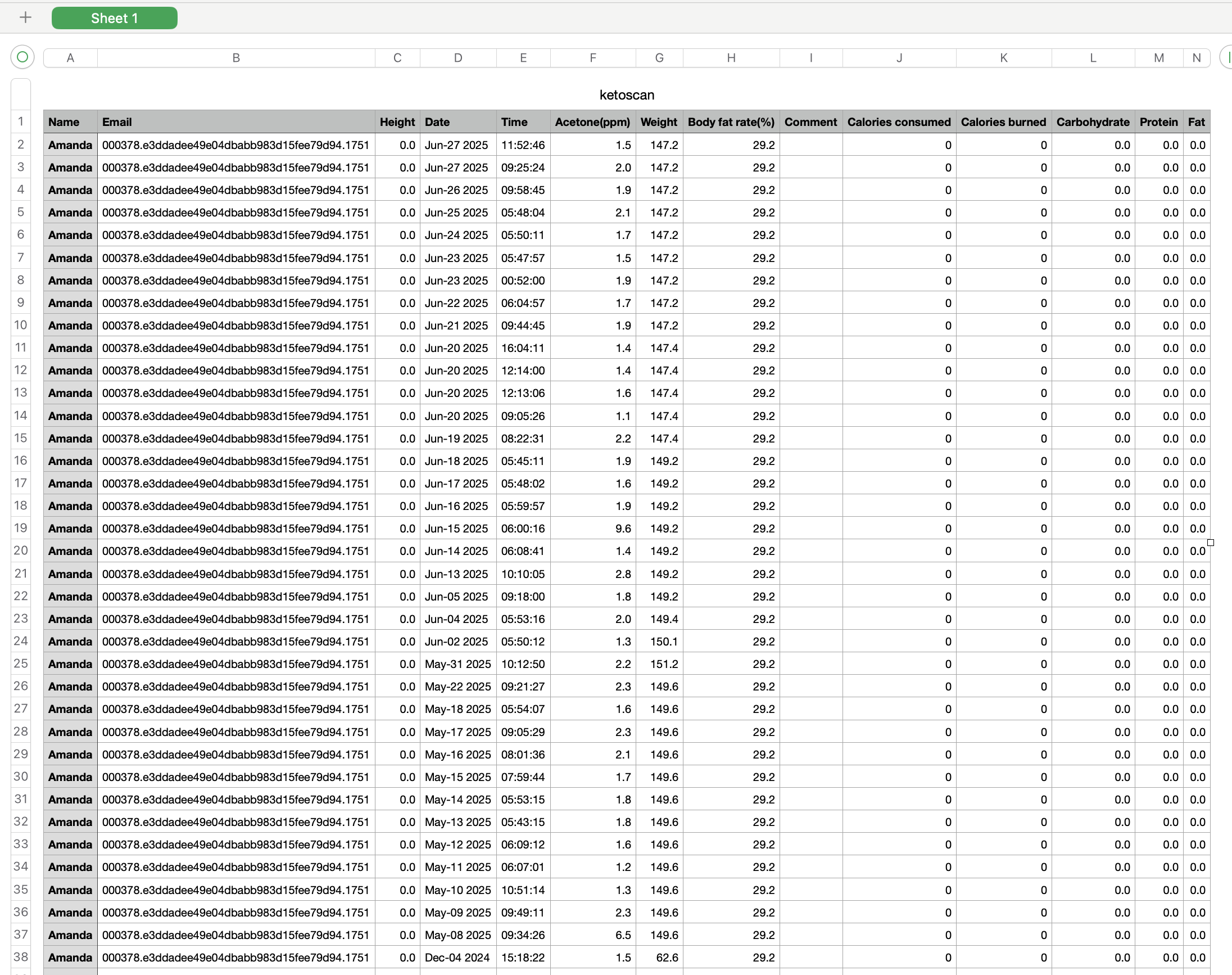 KetoScan CSV Preview File